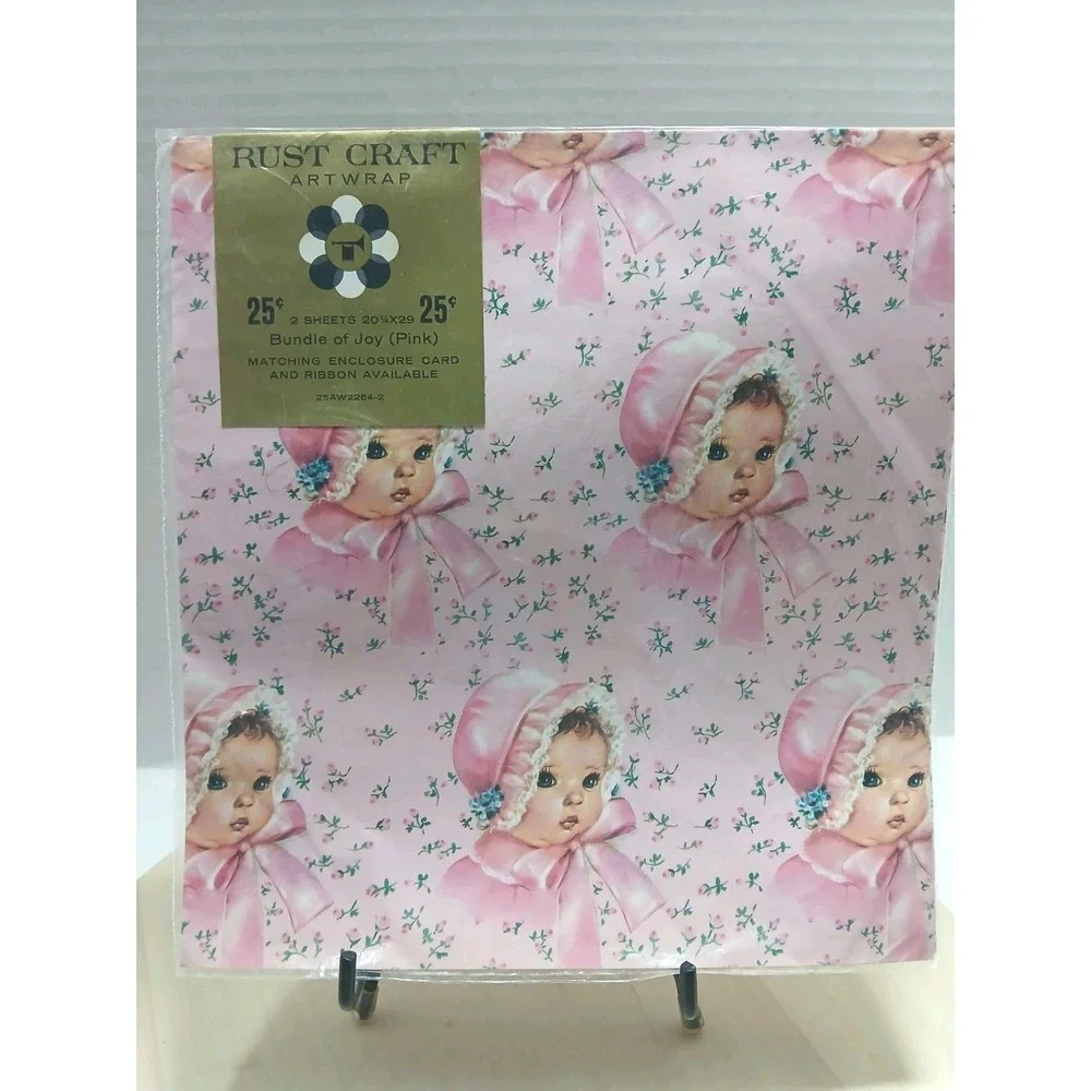 Rust Craft gift wrapping paper featuring a pink 